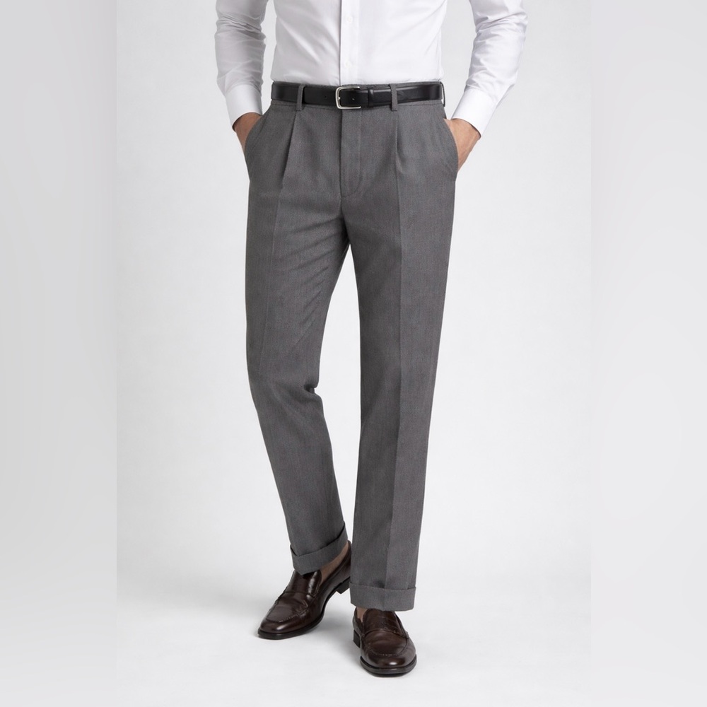 Roden Collection Italy Wool Dress‎ Pants Gray Pleated Tollegno 120’s Men’s 34x30